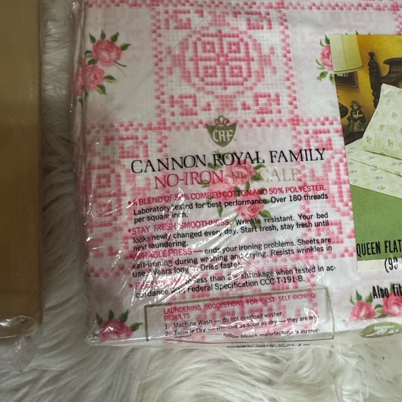 Vintage Cannon Royal Family Queen sheet set New Pink and white floral print - Picture 12 of 14